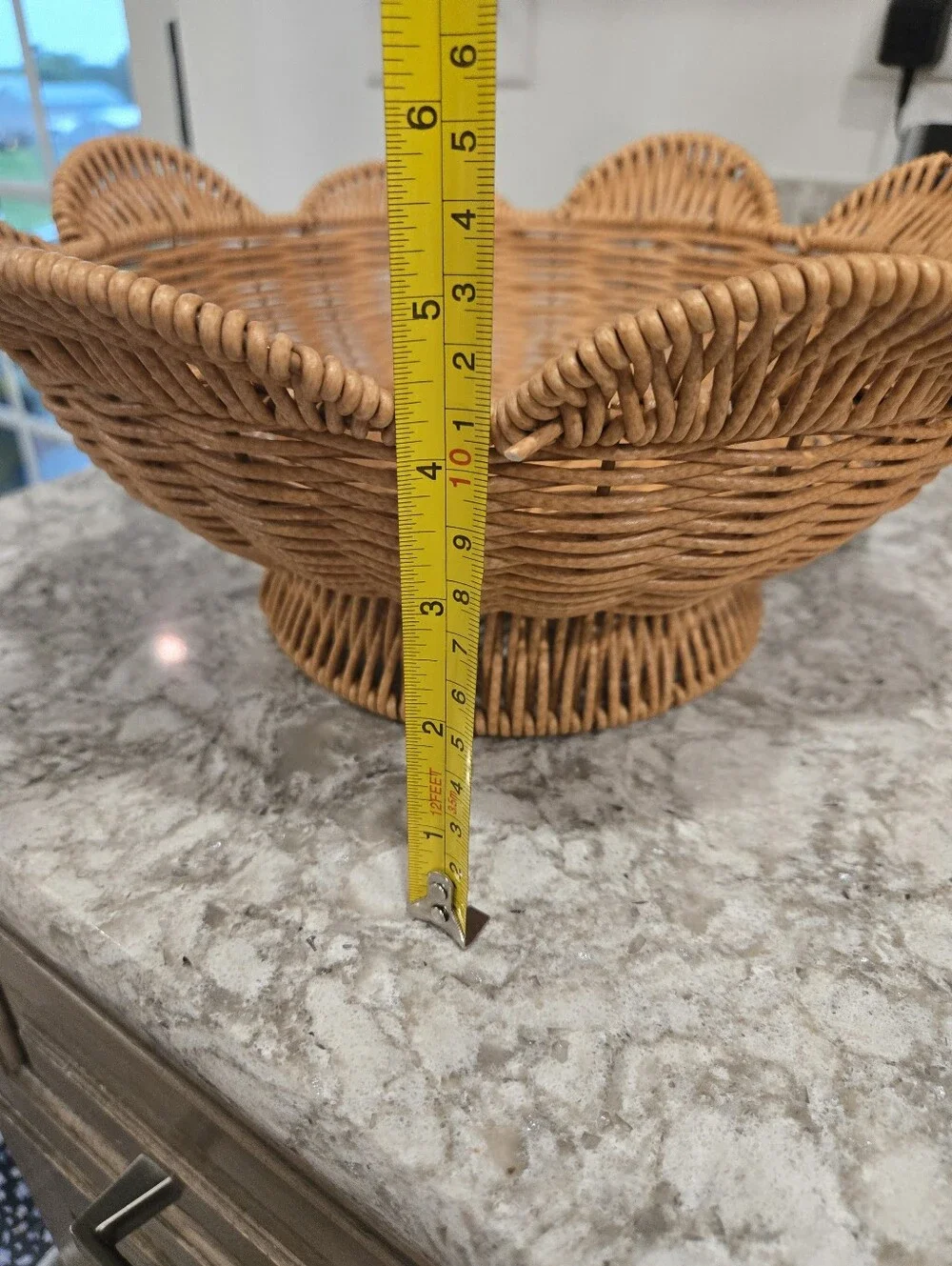 Scalloped Edge, Woven Rattan Decorative Bowl - Natural Tan